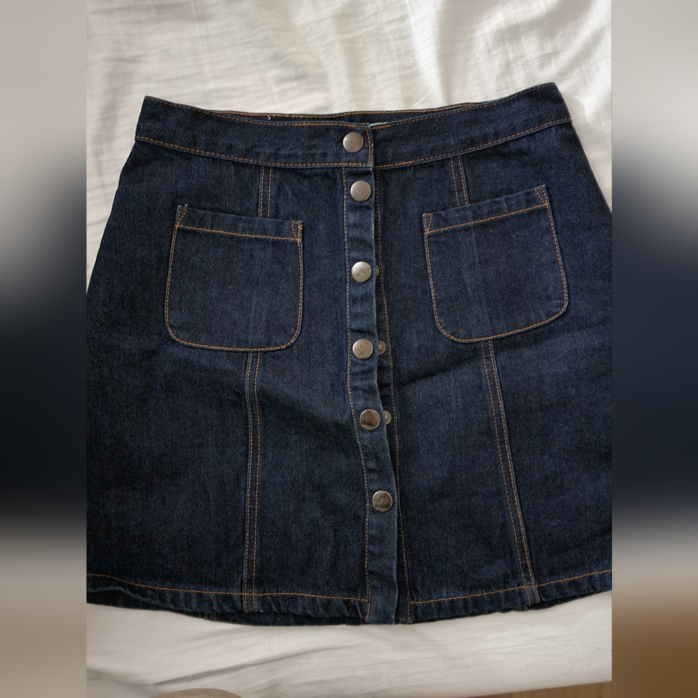 BDG Button Denim Skirt